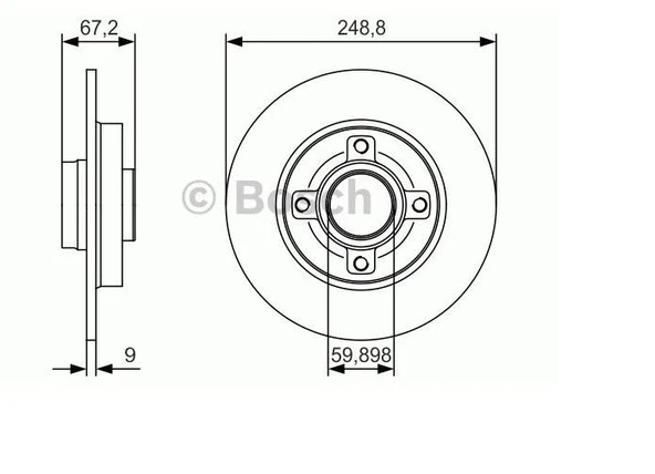 Psa Arka Fren Disk Aynası C4 P307 (poryalı Rulmansız)1.4ı 1.6hdi 1.6i 2.0hdi 2.0i (249x9x4dl) - Bosch 0986479s42 ürün görseli