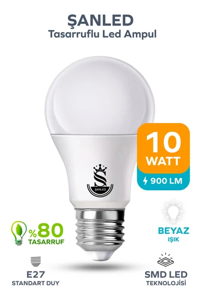 10W Tasarruflu Beyaz Işık Led Ampul 1 Adet