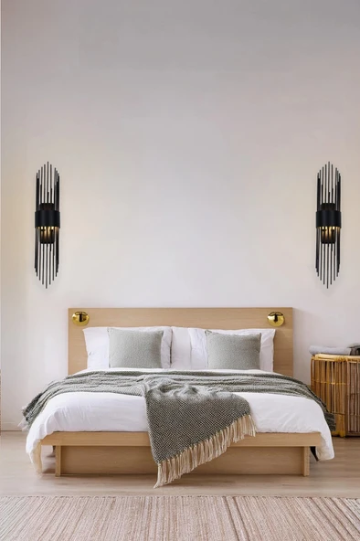 Merdiven Modeli Metal Çift Yönlü Gün Işığı SİYAH KASA Duvar Aydınlatma Pilli Aplik - 4