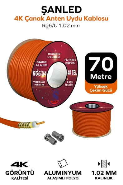 Anten Uydu Kablosu Rg6 U4 Tv Anten Kablo - 70 Metre