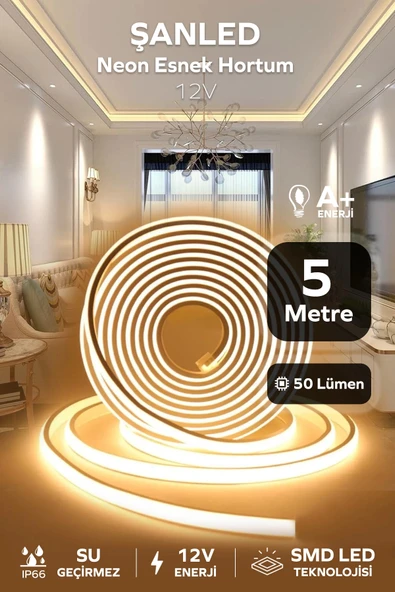 Neon 12 Volt Esnek Hortum led Gün Işığı 5 Metre