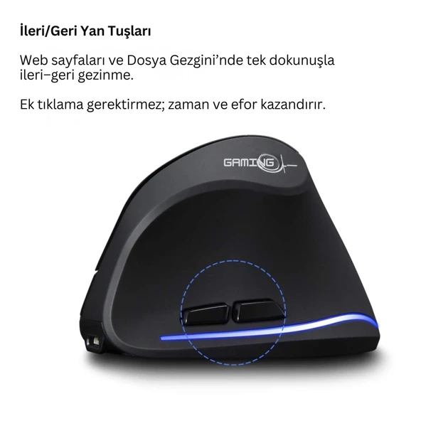 ShopyTech Zelotes F35 Dikey Kablosuz Mouse Ergonomik Şarjlı 2.4G 1000/1600/2400 DPI 6 Tuş - 4