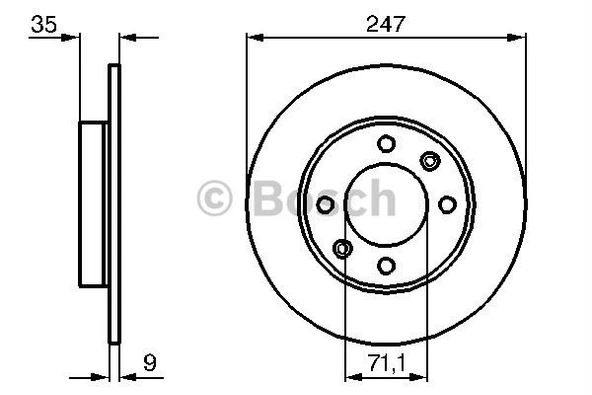 Psa Arka Fren Disk Aynası Partner II Berlingo II Tu5jp4 (1,6 16v) Dv6 (1,6hdi) P1007 P307 C2 C3 C4 Sara - Bosch 0986478608 ürün görseli