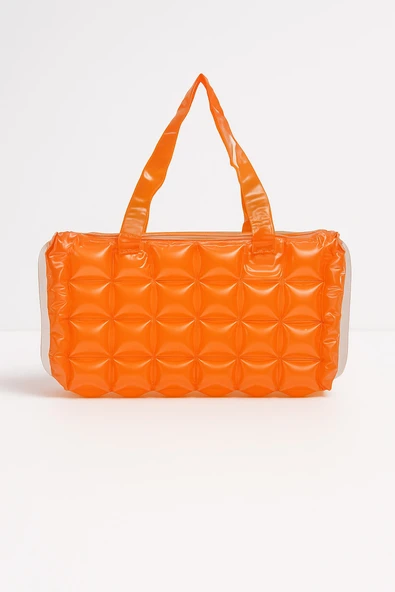 B.Y. Trend Kadın Plaj Çantası Turuncu Şişme Omuz Çanta Br04 - Resim 3