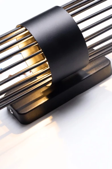 Merdiven Modeli Metal Çift Yönlü Beyaz Işık SİYAH KASA Duvar Aydınlatma Pilli Aplik - 5