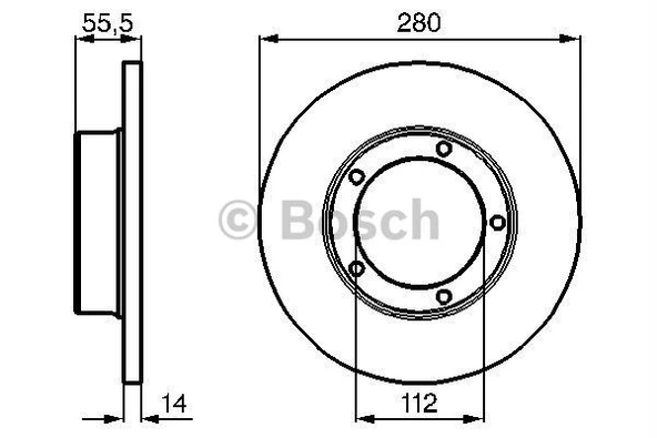 Psa On Fren Disk Aynası J9 Em Olcu: (cap: 280mm, Kalınlık:14mm, Genislik: 55,5mm) - Bosch 0986478770 ürün görseli