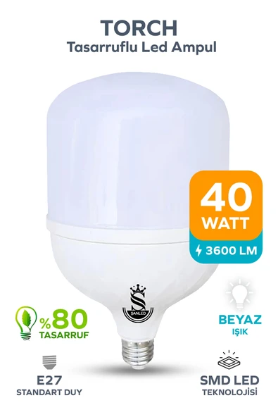 40w Tasarruflu E27 Beyaz Işık Torch Led Ampul 1 Adet ürün görseli