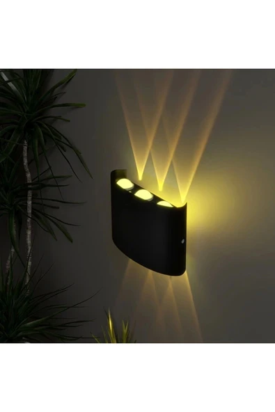 Dekoratif 10w Çift Yönlü Iç-dış Mekan Siyah Kasa Amber Rengi Işık Duvar Aplik 2 Adet - 3