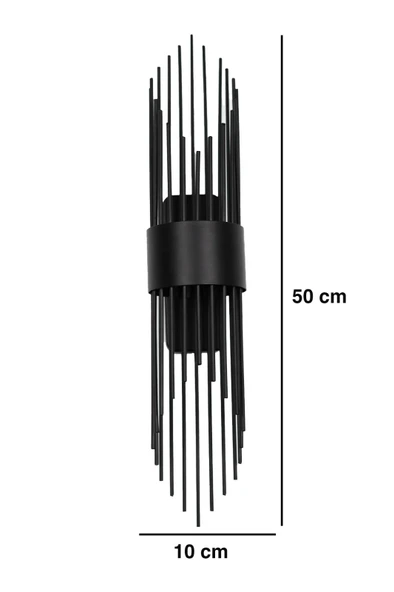 Merdiven Modeli Metal Çift Yönlü Beyaz Işık SİYAH KASA Duvar Aydınlatma Pilli Aplik - 6