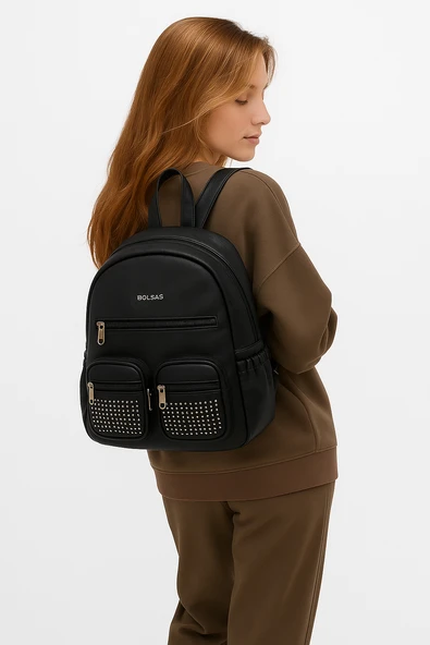 Bolsas Kadın Sırt Çanta Siyah 1026 - Resim 4