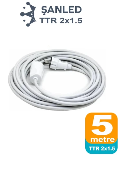 Uzatma Kablosu 2x1,5 mm TTR Topraklı Seyyar Kablo 5 metre