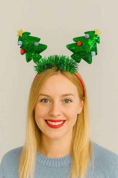 Yılbaşı Ağaçlı Işıltılı Taç – Kutlama ve Parti Aksesuarı (2) - Resim 2