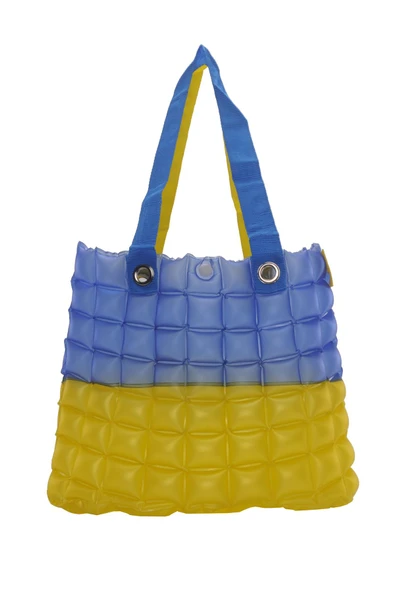 B.Y. Trend Kadın Plaj Çantası Sarı Mavi Şişme Omuz Çanta Br06 ürün görseli 1