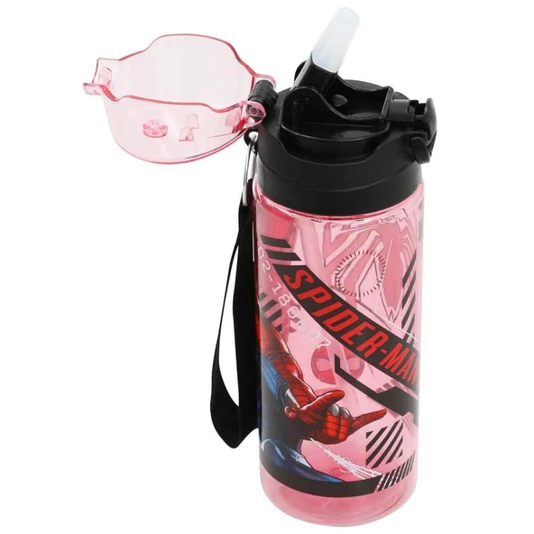 Spiderman Matara 500 ml Kırmızı Renk 1 Adet Erkek Çocuk Örümcek Adam Lisanslı Suluk Okul Matarası Öğrenci Suluğu - 2