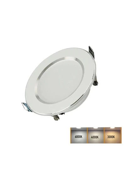 5W 3 Renkli (Beyaz, Gün Işığı, Amber) Beyaz Krom Kasa Led Spot Lamba 4 Adet - Resim 4