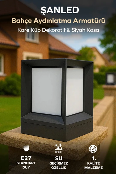 Küp Bahçe Aydınlatma Armatürü Set Üstü Dekoratif Aplik 1 Adet