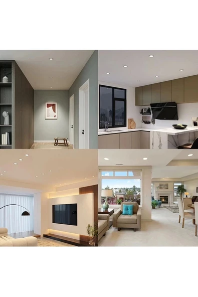 18w Tasarruflu Led Yuvarlak Beyaz Işık Sıva Altı Slim Panel Tavan Aydınlatma Armatürü 6 Adet - 3