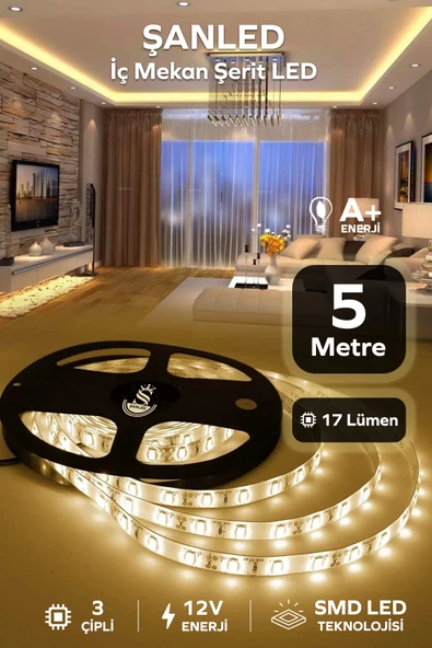 3 Çipli Iç Mekan Gün Işığı Şerit Led 5 Metre