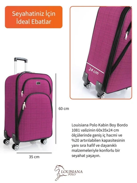 Kabin Boy 4 Teker Kumaş Valiz Pembe 1081 - Resim 2
