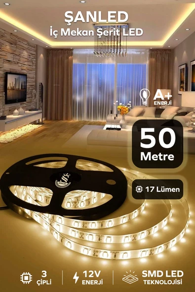 3 Çipli Iç Mekan Gün Işığı Şerit Led 50 Metre