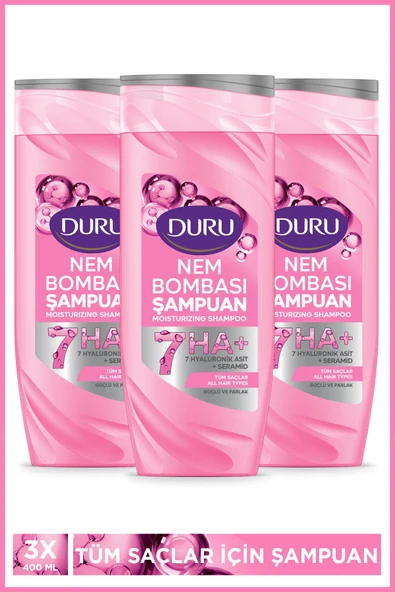 Duru Nem Bombası Tüm Saçlar İçin Şampuan 3x400 Ml ürün görseli 1