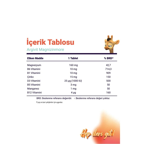 Argivit Magnizinmore Magnezyum Çinko ve Vitamin D İçeren Takviye Edici Gıda 60 Tablet - Resim 6