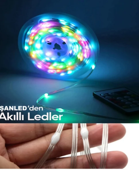 Sese Ve Müziğe Duyarlı Bluetooth Özellikli Rgb Şerit Led - 10 Metre 5050 Smd Iç Mekan 3 Çip - 4