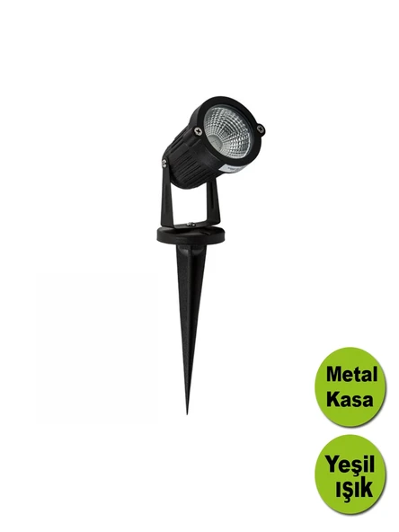 5W YEŞİL IŞIK SİYAH KASA ÇİM BAHÇE AYDINLATMA ARMATÜRÜ 4 Adet - 4