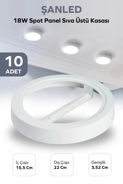 18W SPOT PANEL BEYAZ SIVA ÜSTÜ KASASI 10 Adet