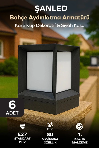 Küp Bahçe Aydınlatma Armatürü Set Üstü Dekoratif Aplik 6 Adet