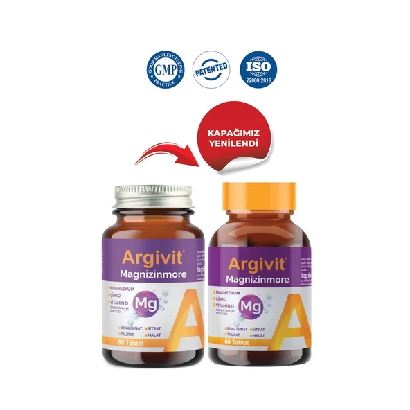 Argivit Magnizinmore Magnezyum Çinko ve Vitamin D İçeren Takviye Edici Gıda 60 Tablet - Resim 4