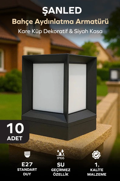 Küp Bahçe Aydınlatma Armatürü Set Üstü Dekoratif Aplik 10 Adet