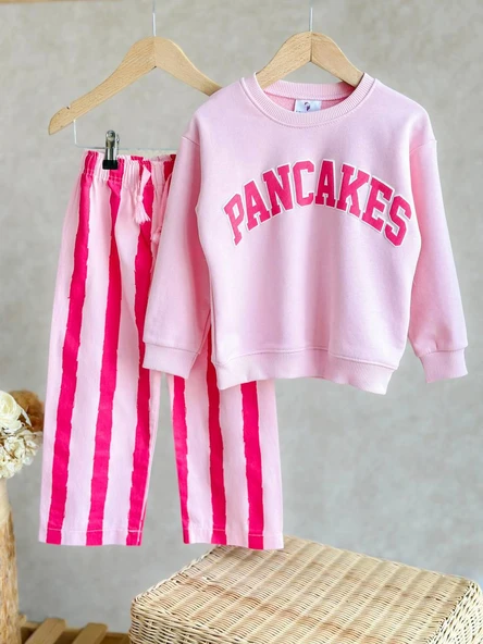PANCAKE Baskılı Çocuk Takımı – Sweatshirt & Denim - Resim 2