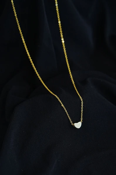 Taşsız Kalpli Kolye Gold Renk - 3
