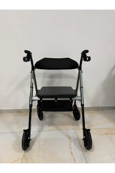 POYLİN Lüx Tekerlekli Yürüme Desteği Yürüteç Rollatör Yaşlı Oturaklı Yürümeye Destek Araç - 4