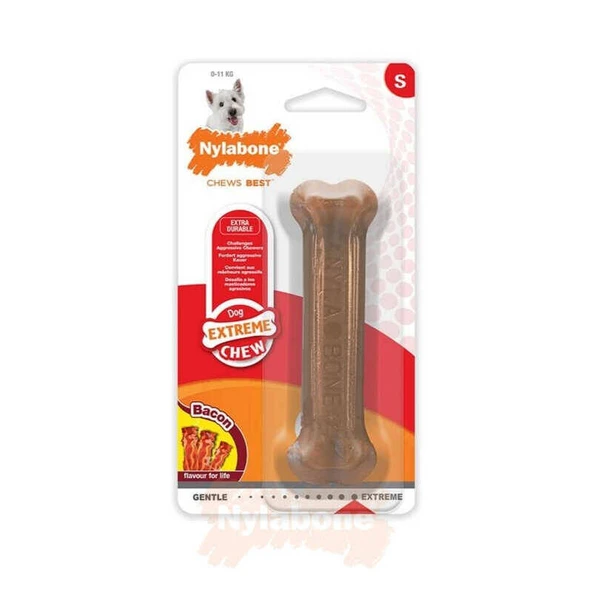 816225-Nylabone Domuz Pastırması Aromalı Köpek Çiğneme Kemiği S 12 Cm ürün görseli 1