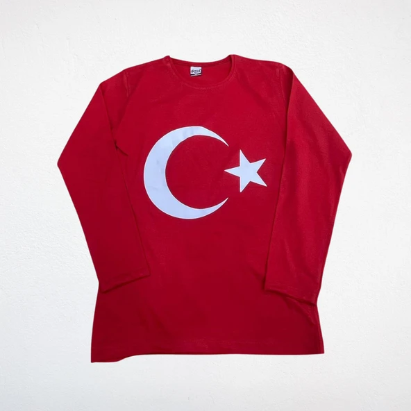 Ay Yıldız Baskılı Uzun Kollu Çocuk Tişört – Kompakt Penye ürün görseli