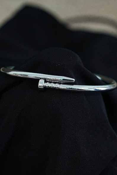 Gümüş Renk Çivi Kombin Bileklik Seti 2 Adet - 3