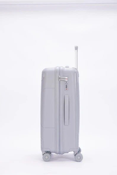 Benetton Trolley Valiz Açık Gri Orta Boy 14BNT8001-02-AGRI - Resim 2