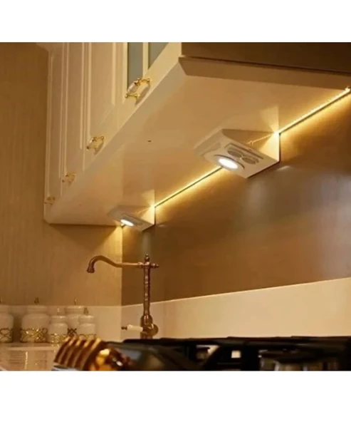 7W 3Renkli Çift Prizli Beyaz Dolap & Tezgah Altı Metal Led Aydınlatma 5 Adet - 2