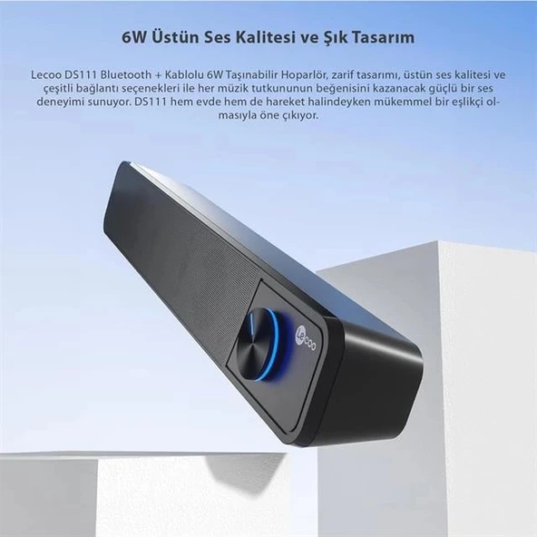 Lenovo Lecoo DS111 6W Kablolu Bluetooth Stereo TV Monitör Soundbar Hoparlör - Resim 4