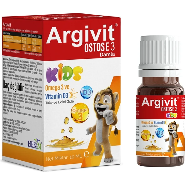 Argivit Ostosse3 Kids Omega-3 ve Vitamin D3 İçeren Takviye Edici Gıda 10 ml ürün görseli