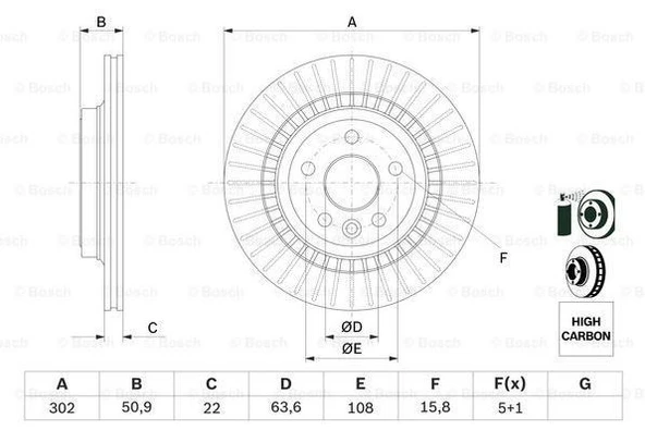 Volvo Arka Fren Disk Aynası Volvo Xc60 08=>17 - Bosch 0986479713 ürün görseli