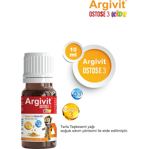 Argivit Ostosse3 Kids Omega-3 ve Vitamin D3 İçeren Takviye Edici Gıda 10 ml - Resim 2