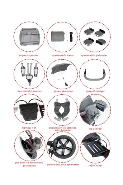 MyWam Mewa Engelli Çocuk Puseti Full Aksesuarlı - 7