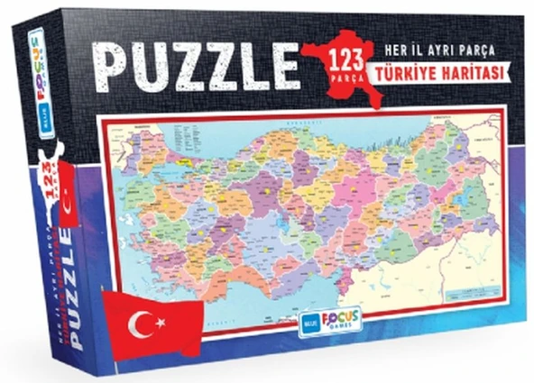 Blue Focus Türkiye Haritası Kutulu - Puzzle 123 Parça ürün görseli