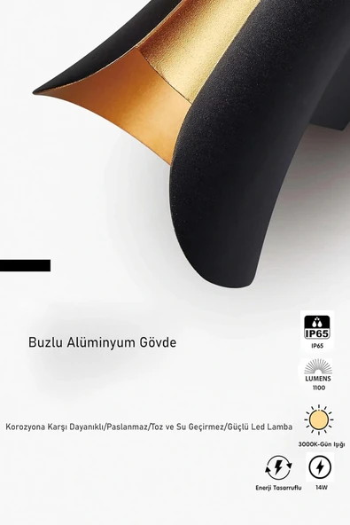 Butterfly Çift Yönlü Iç Ve Dış Mekan Duvar Aplik Paslanmaz, Toz Ve Su Geçirmez Duvar Aplik - 6