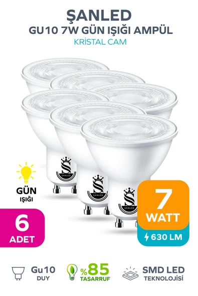 GU10 7W Gün Işığı Ampül 6 Adet
