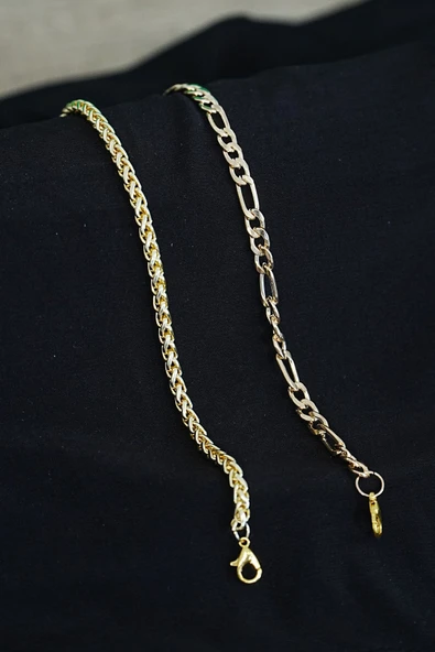 Kombin Bileklik Gold Renk Şavin ve Burgu Model - 2