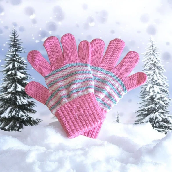 Kız Çocuk Eldiven Pembe 4-8 Yaş ürün görseli 1